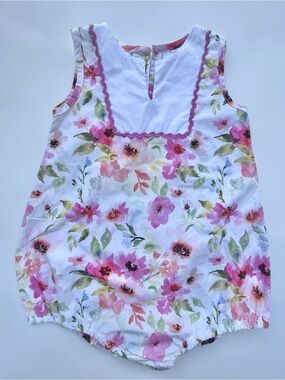 Stitchy Fish 24mos Bubble Romper — Baby Girl Floral, Classic